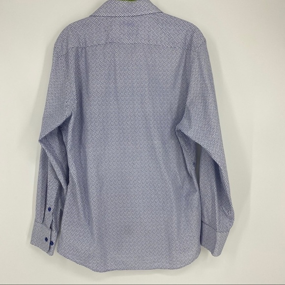 Stantt white blue flower print buttonup shirt Montgomery. Long sleeve collared - Picture 8 of 11